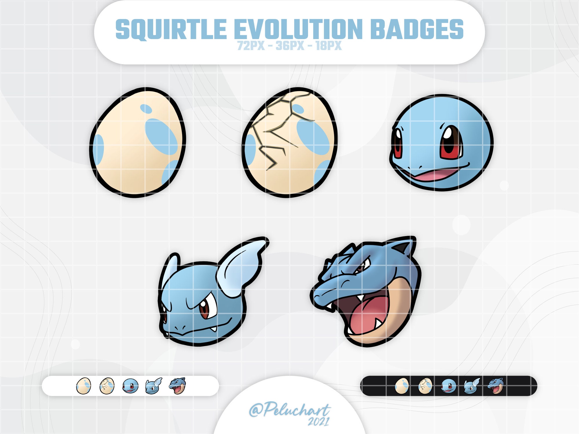 Squirtle Evolution Badges - Etsy