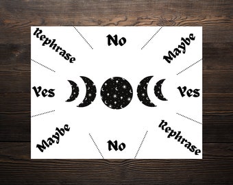 Printable Pendulum Board, Moon Design, Pendulum Board, Pendulum Chart, Divination board, Instant Download, Board for Psychic Divination