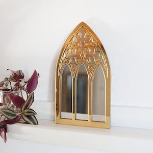 Gothic Mirror, Cathedral Arch Window, Victorian Gold, Silver