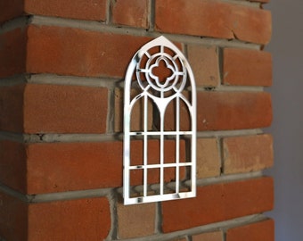 Gothic Mirror, silver FRAME, Cathedral Arch Window