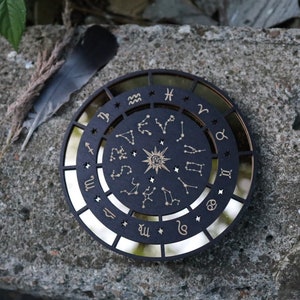 Astrology Wheel, engraved, gold mirror