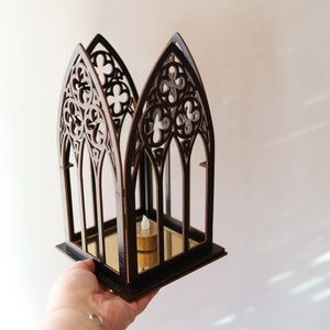 Gothic Candles Holder, Cathedral, Arch gold mirror,