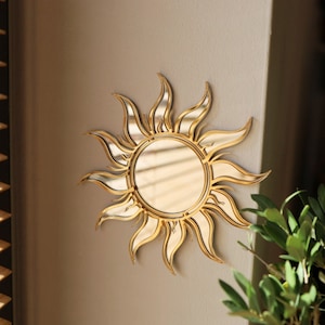 Sun Mirror Round, Golden, Sunny Wall Mirror