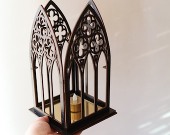 Gothic Candles Holder, Cathedral, Arch gold mirror,