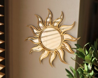 Sun Mirror Round, Golden, Sunny Wall Mirror