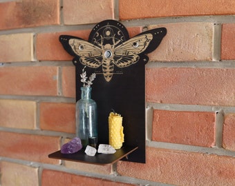 Mottenregal, Gothic Kristallregal, Hexenaltar, graviert