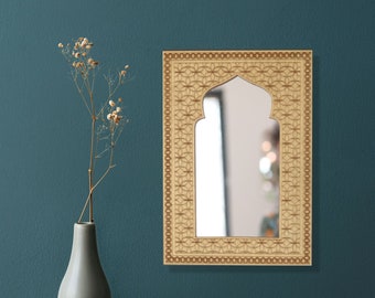 Moroccan Wall Mirror, Engraved gold mirror, Handmade Decor Mirror,