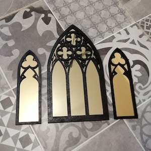 Gothic Mirror, Set of 3, GOLD mirrors, Witchy, Cathedral
