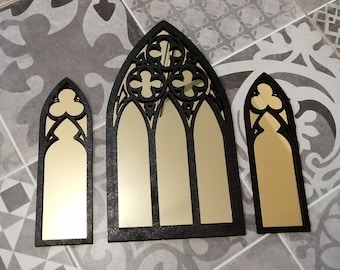 Gothic Mirror, Set of 3, GOLD mirrors, Witchy, Cathedral