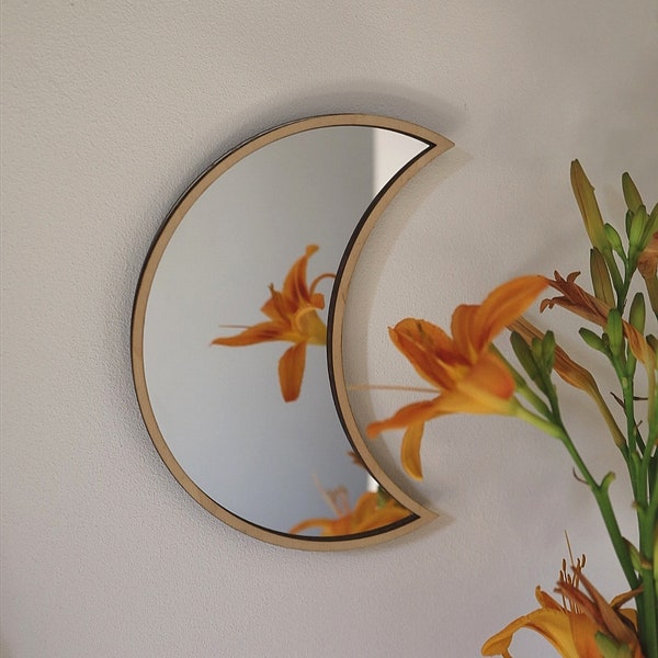 Moon Mirror, Silver, Boho Home Wall Decor