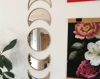 Moon Phase Mirror Set, Wall Home Decor, Boho