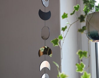 Mondphasengirlande, Wandbehang, Boho, Boho-Wanddekor