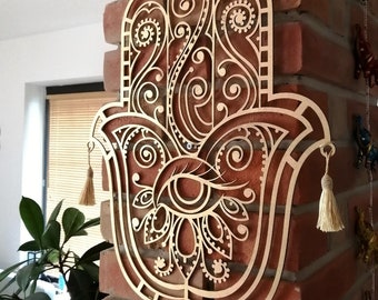 Hamsa Hand, Wood Wall Art