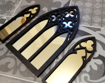 Gothic Mirror, Set of 3, GOLD mirrors, Witchy, Cathedral