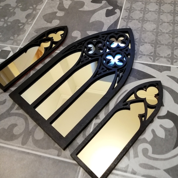 Gothic Mirror, Set of 3, GOLD mirrors, Witchy, Cathedral