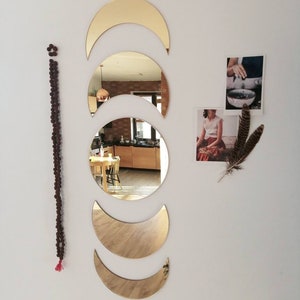 Moon Phase Mirror Set od 5, Boho Mirrors