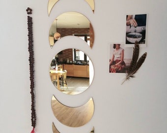 Moon Phase Mirror Set od 5, Boho Mirrors