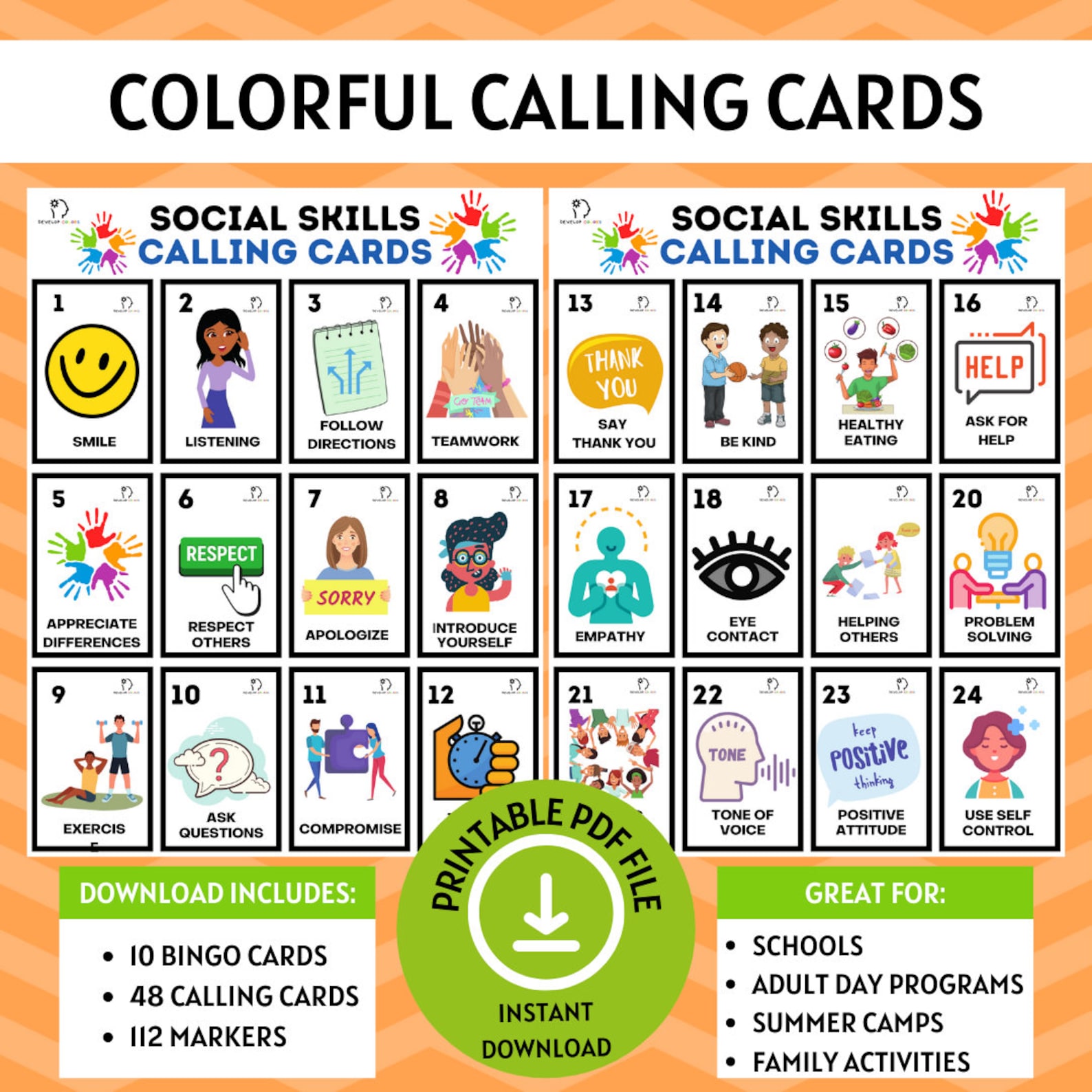 Social Skills Bingo Game Etsy