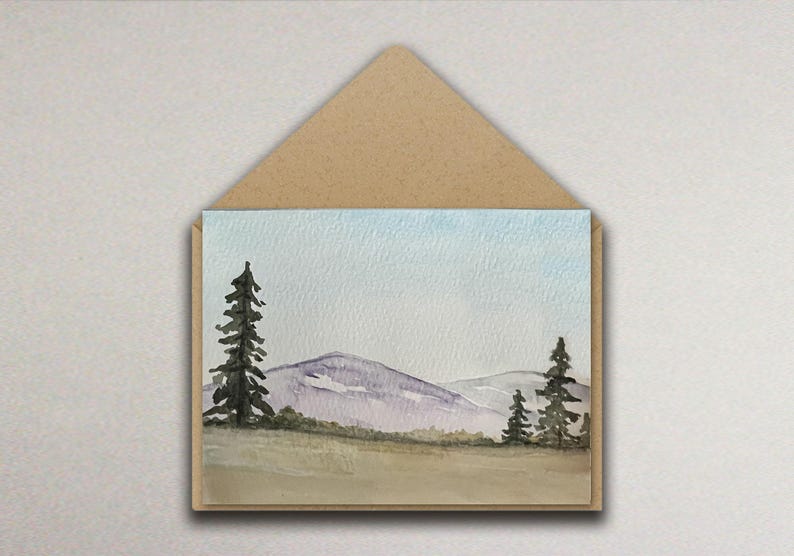 Misty Mountains Notecards | Blank Inside | Watercolor Landscape - Etsy