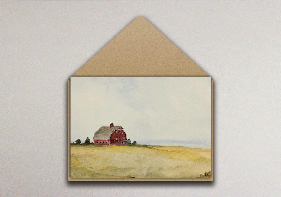 Notecards | Red Barn in the Meadow | Farm | Blank Inside | 8 Set - Etsy