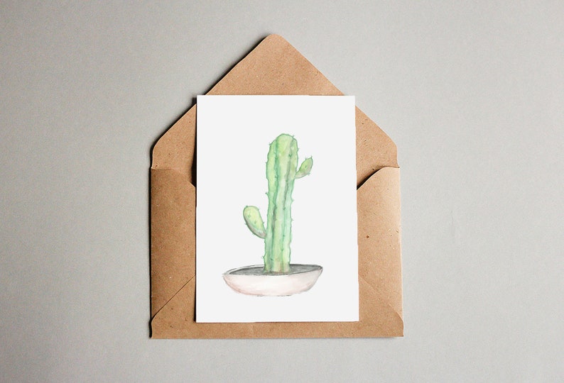 Houseplant Notecards - Succulents | Cactus | Blank Inside | Watercolor ...
