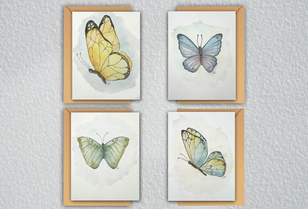 Colorful Butterfly Notecards | Blank Inside | Original Art | Greeting ...