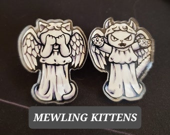 Mewling Kittens Acrylic Pin - Doctor Who, Weeping Angel, Weeping Angel Cat Pin, Weeping Ange Pin, Cat Pin, Doctor Who pin, doctor who patch