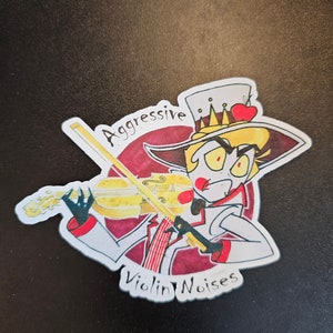 Aggressive Violin Sticker - Hazbin Hotel, Alastor, Niffty, Adam, Angel Dust, Husk, Rosie, Vox, Charlie, Vaggie, Cherri Bomb, Sir Pentious image 2
