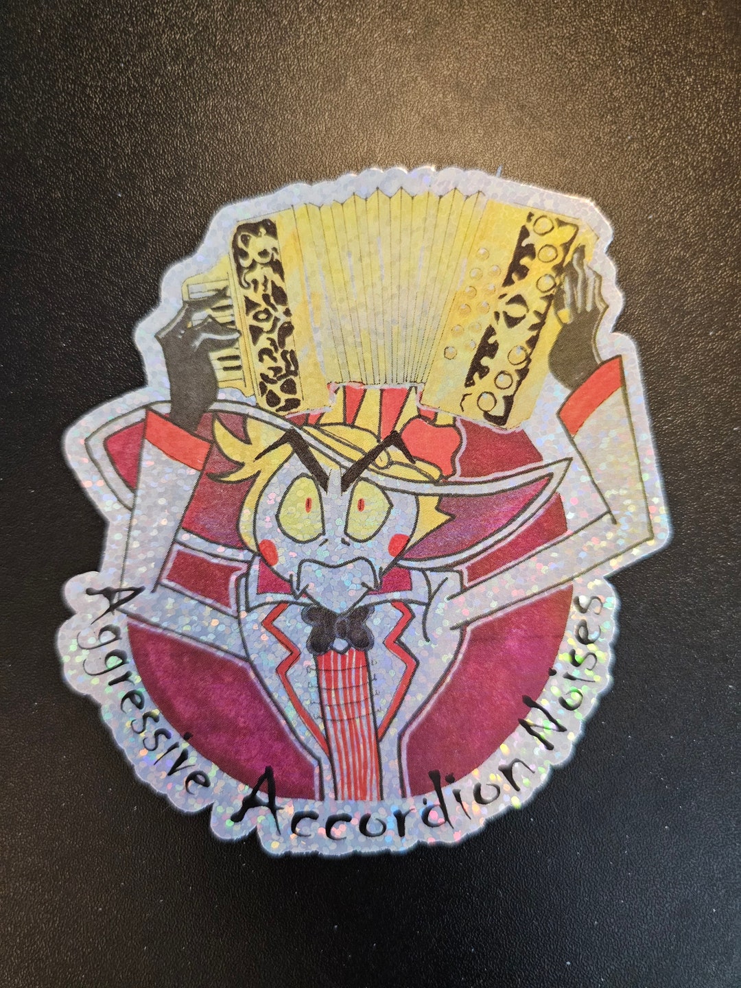Aggressive Accordion Sticker - Hazbin Hotel, Alastor, Niffty, Adam ...