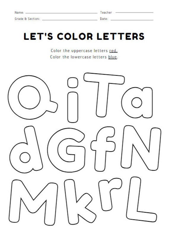 uppercase and lowercase letters printable worksheet etsy