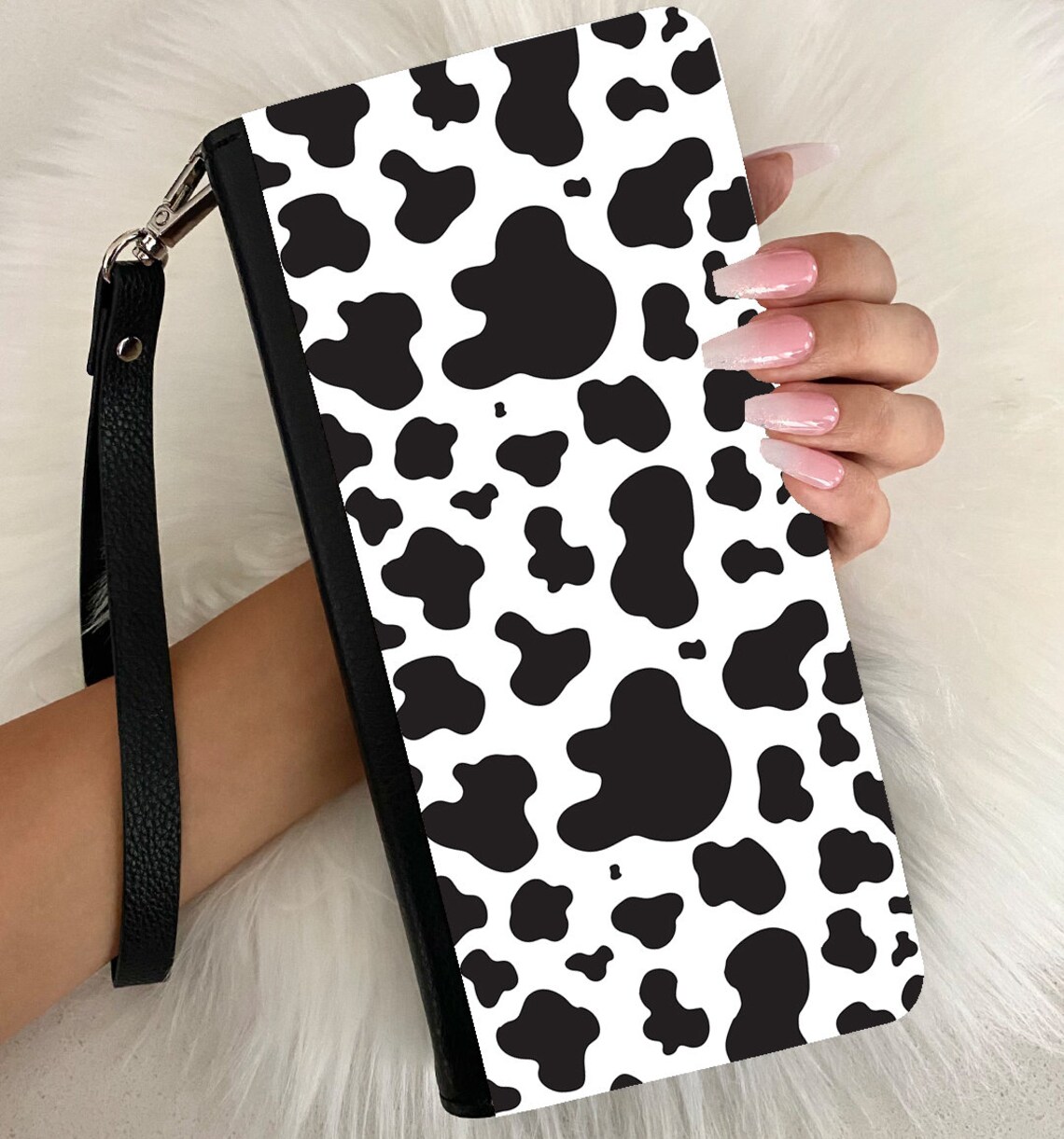 Cow Print Wallets for Women / Faux Leather / Wristlet Wallet Etsy