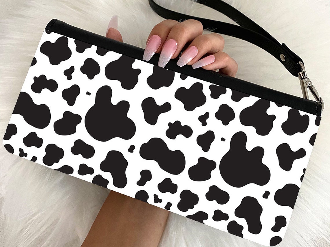 Cow Print Wallets for Women / Faux Leather / Wristlet Wallet Etsy