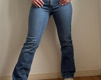 Jean Levi’s 505 straight leg droit taille mi haute bleu femme W29 38/40 M/L L30 2000s y2k rare US