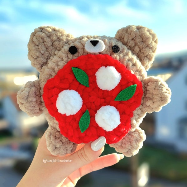 Adorable Peluche Ours Pizza au crochet, amigurumi fait main