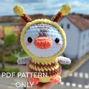 Digital PDF Pattern ONLY Penguin in Bee costume Crochet Pattern