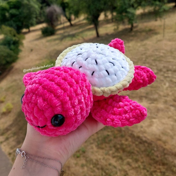 Adorable Plush Turtle Crocheted Dragon Fruit, Handmade Amigurumi
