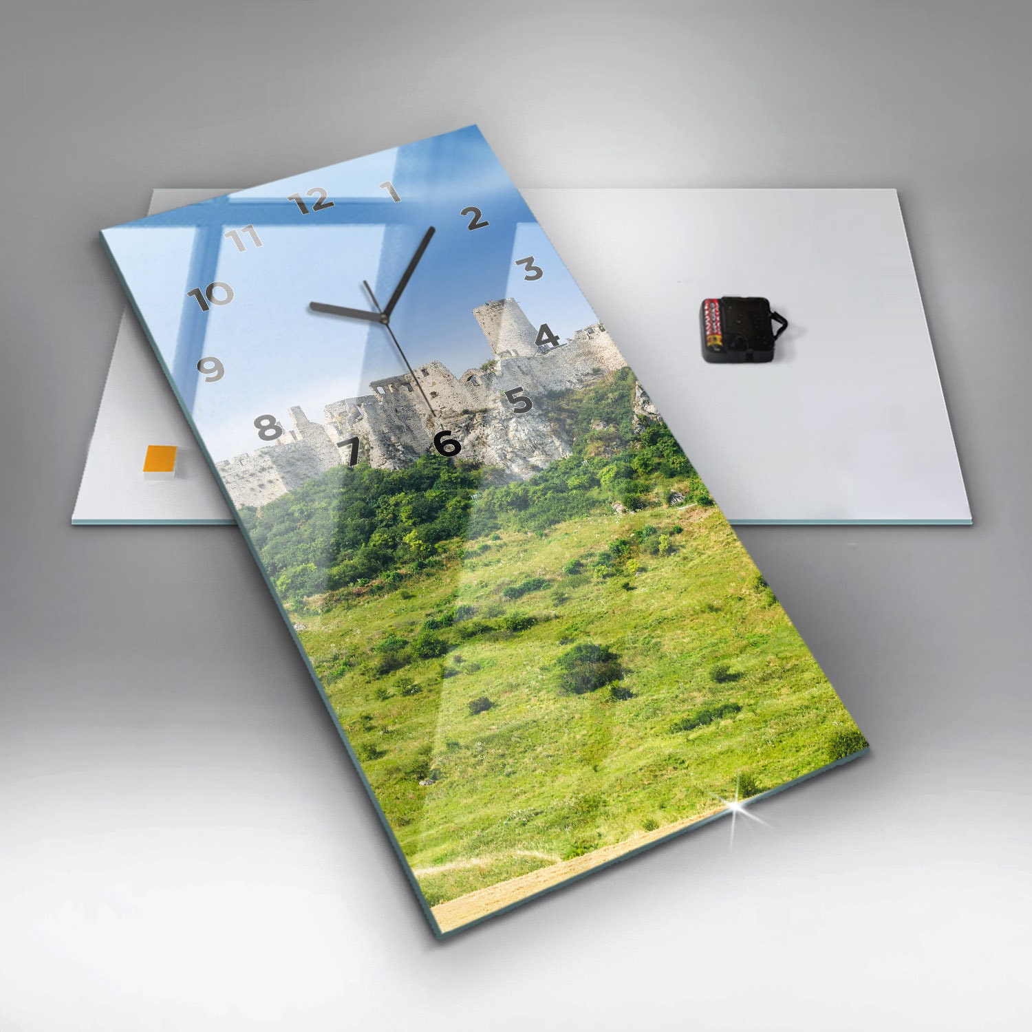 Castle Spis in Slovakia Hanging Clock, Green Glass Clock, City Printed ...