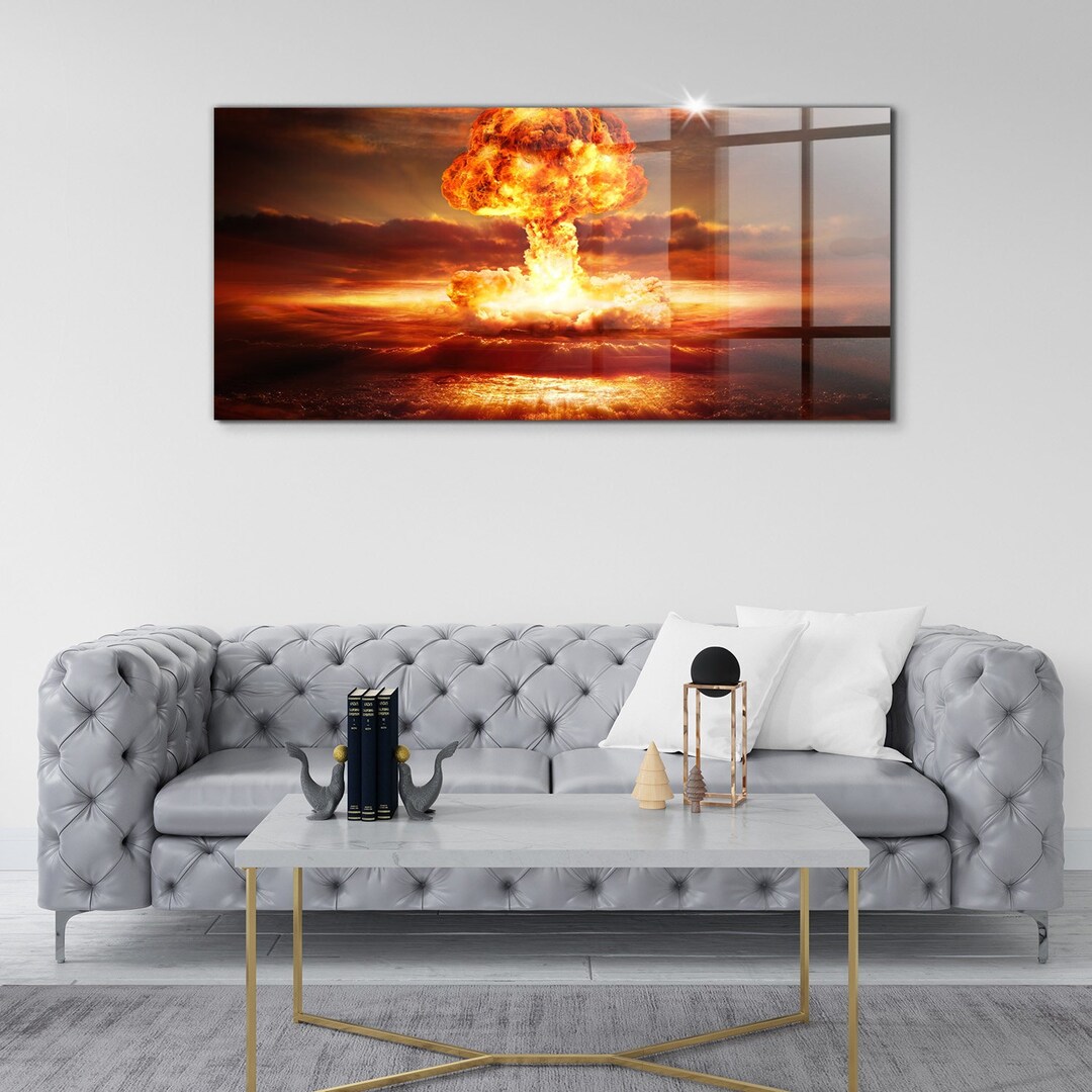 Explosion Decor Explosion de bombe atomique Impression en verre trempé, décor mural ...