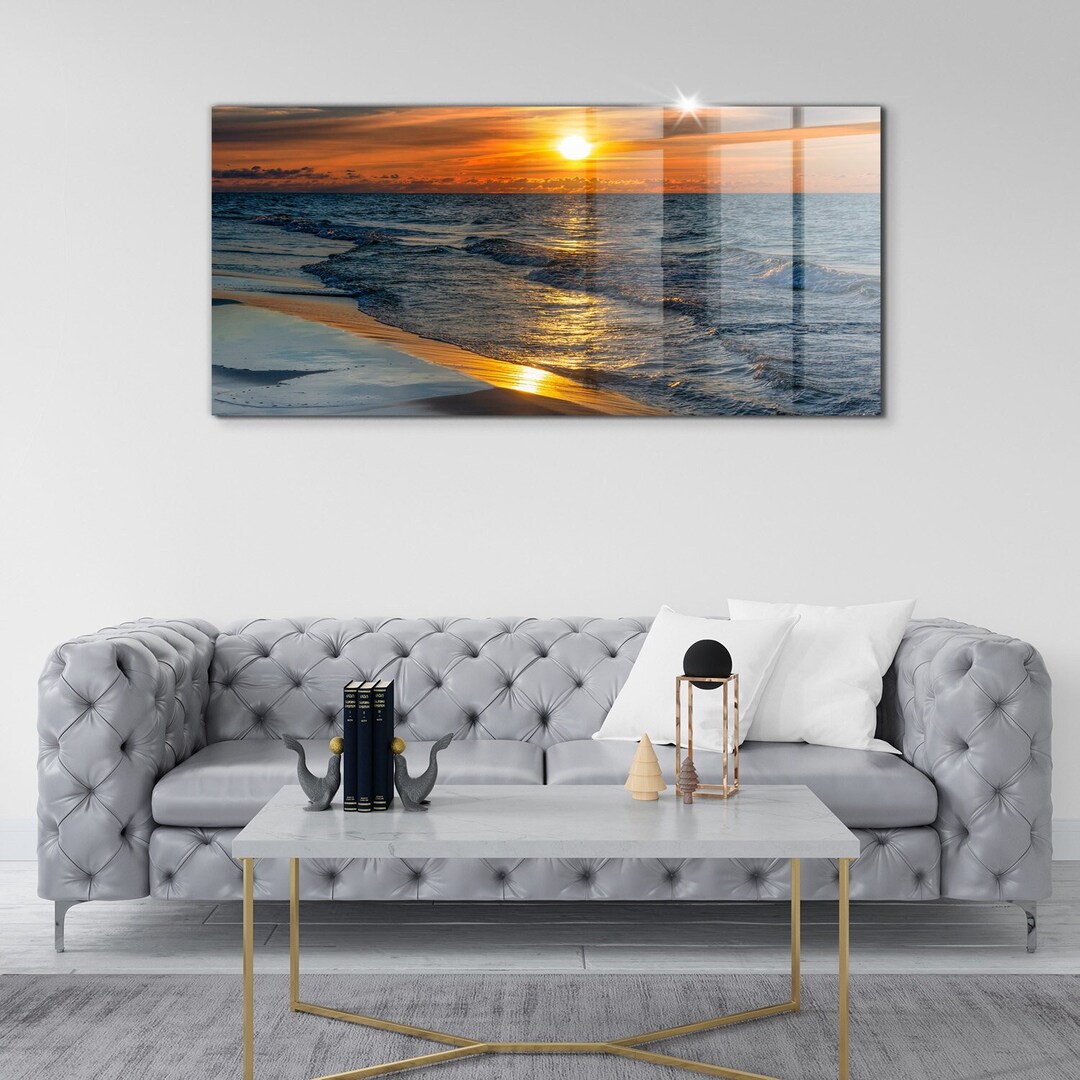 Tableau arbre au bord de la mer au coucher du soleil - 90 x 60 cm