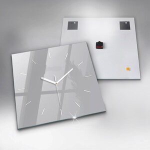 Reloj de cristal gris claro, reloj minimalista gris claro, reloj de pared de color sólido, reloj personalizado, números o líneas Square 60cm (23.6in)