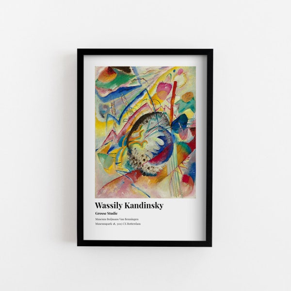 Wassily Kandinsky Grosse Studie Framed Wall Art, Red Living Room Wall Art, Green Art Print Decor, Abstract Interior Poster
