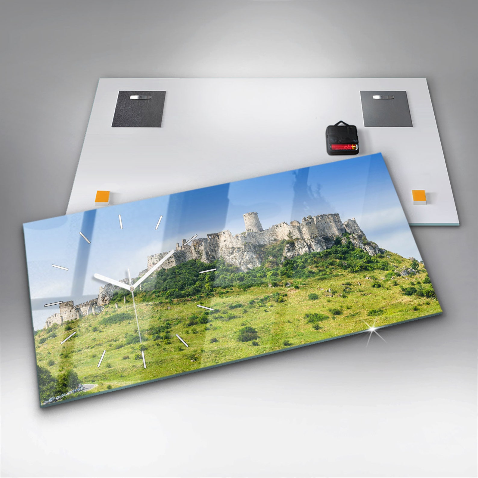 Castle Spis in Slovakia Hanging Clock, Green Glass Clock, City Printed ...