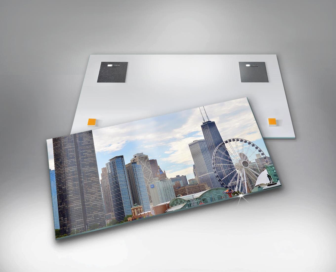 Tableau Déco Chicago Skyline - Impression Sur Toile Ou Bois, Prêt à Accrocher, Art Mural