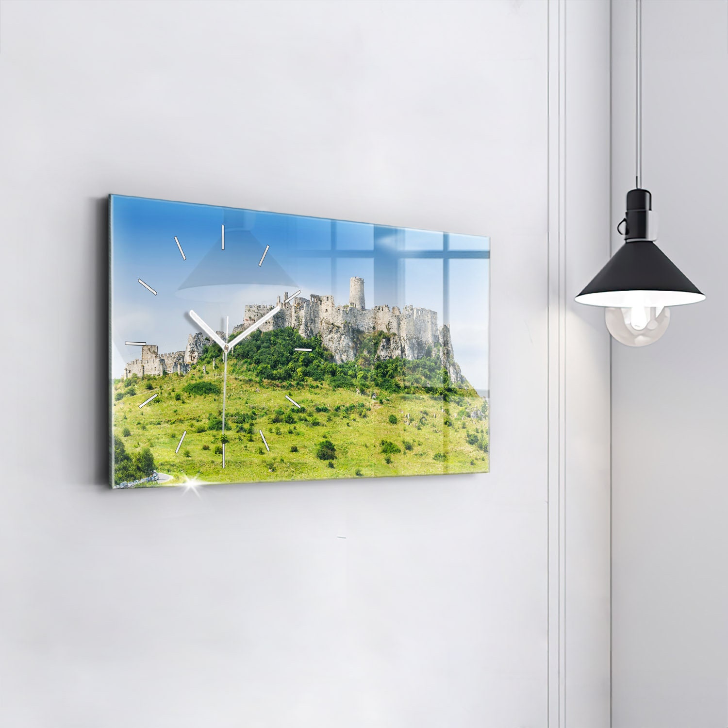 Castle Spis in Slovakia Hanging Clock, Green Glass Clock, City Printed ...