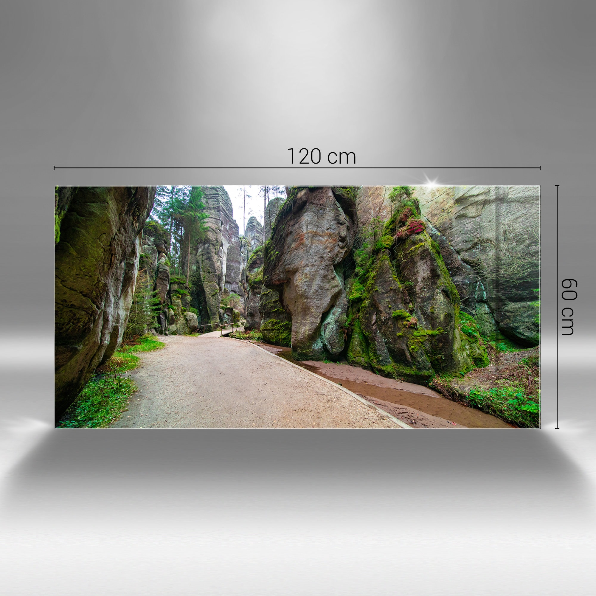 Tableau Art Mural Verre Trempé - Motif Forêt Vert Lever De Soleil, Décoration Moderne Maison