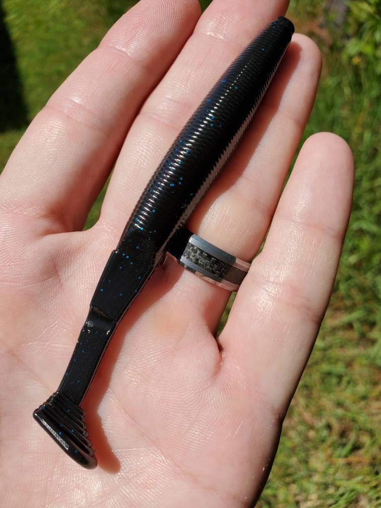 5 Custom Soft Plastic Swim Baits Black & Blue Slim Etsy
