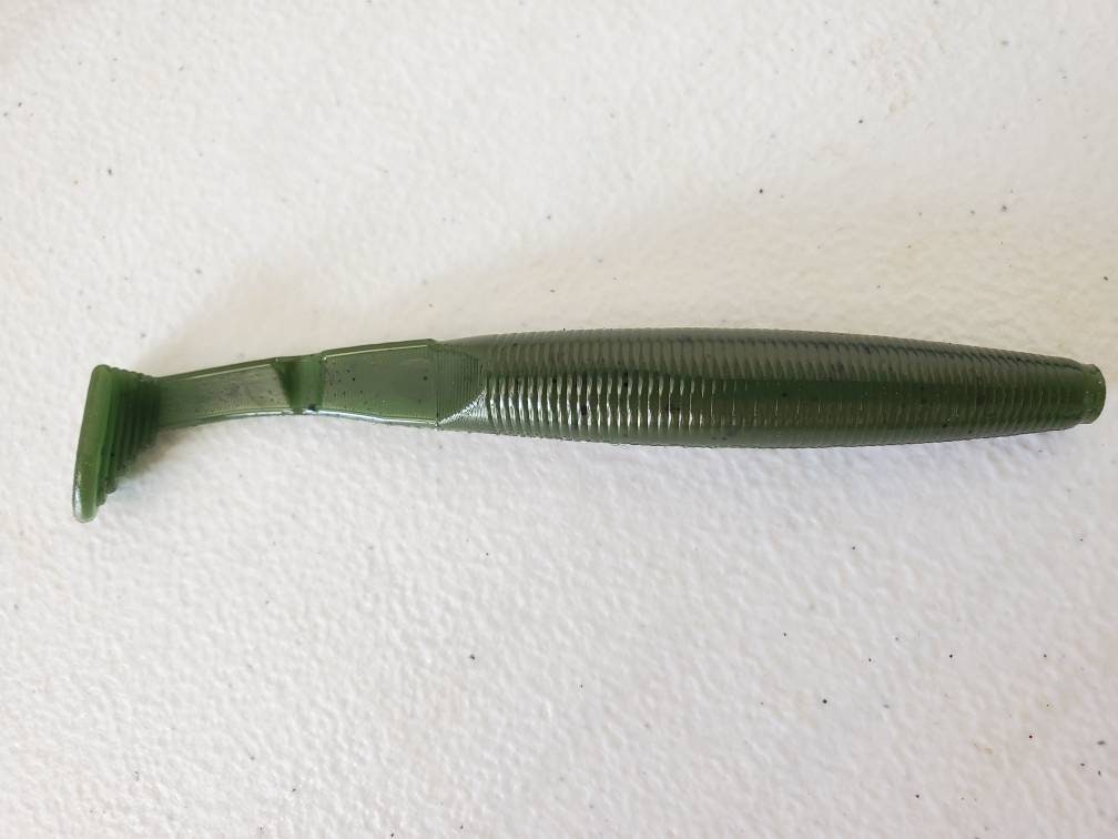 5 Custom Soft Plastic Swim Baits Green Pumpkin Slim Etsy