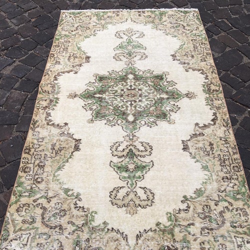 Turkish rug 4x6 vintage rug oriental rug woven rug used shops rugs kilim rug boho rug aesthetic rug bohemian rug oushak rugs neutral rug green rug