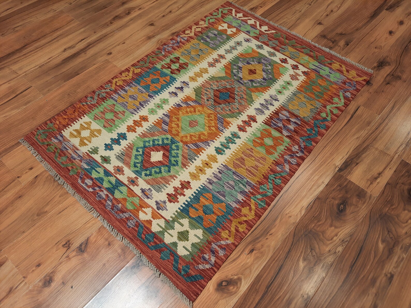 Kilim rug 3x5 turkish entry rug geometric rug pastel rug Etsy