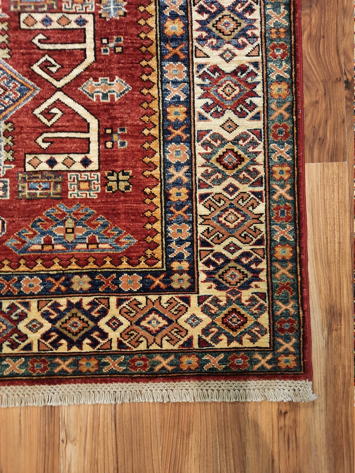 Boho rug 5x7 kilim rug red area rug with fringe colorful Etsy